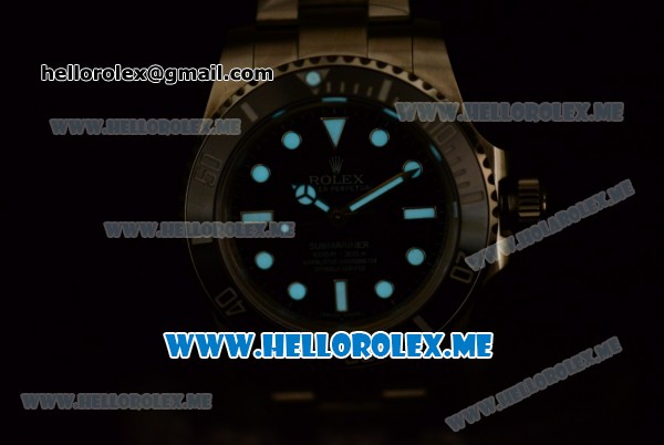 Rolex Submariner Clone Rolex 3135 Automatic Stainless Steel/Bracelet with Black Dial and Dot Markers - Click Image to Close